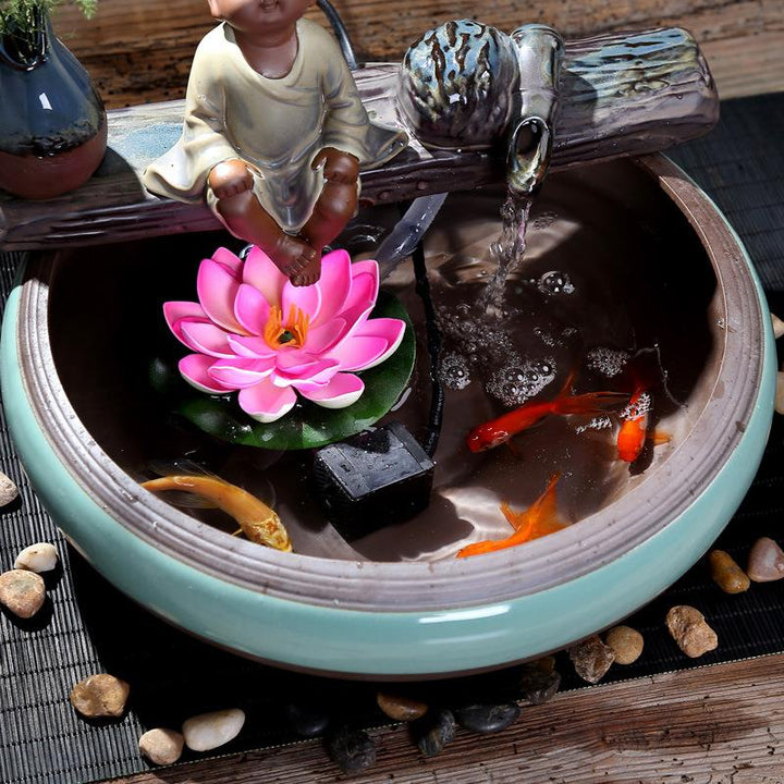 🐟💧 Ceramic Flowing Water Ornaments | Fish Tank Style Living Room Humidifier & Decor ✨