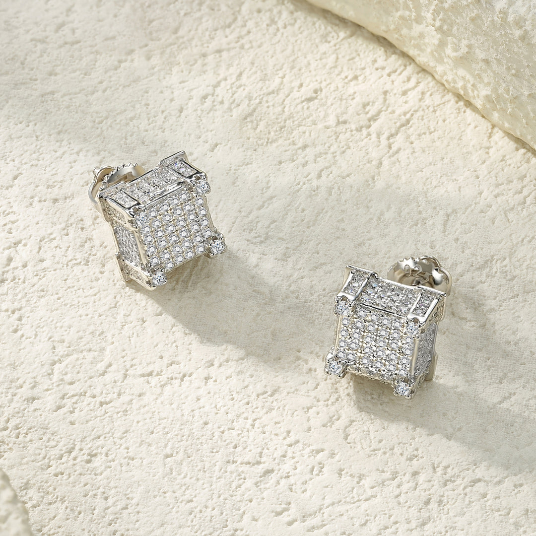 Luxury Minimalist Moissanite Earring Set – Platinum-Plated S925 Silver