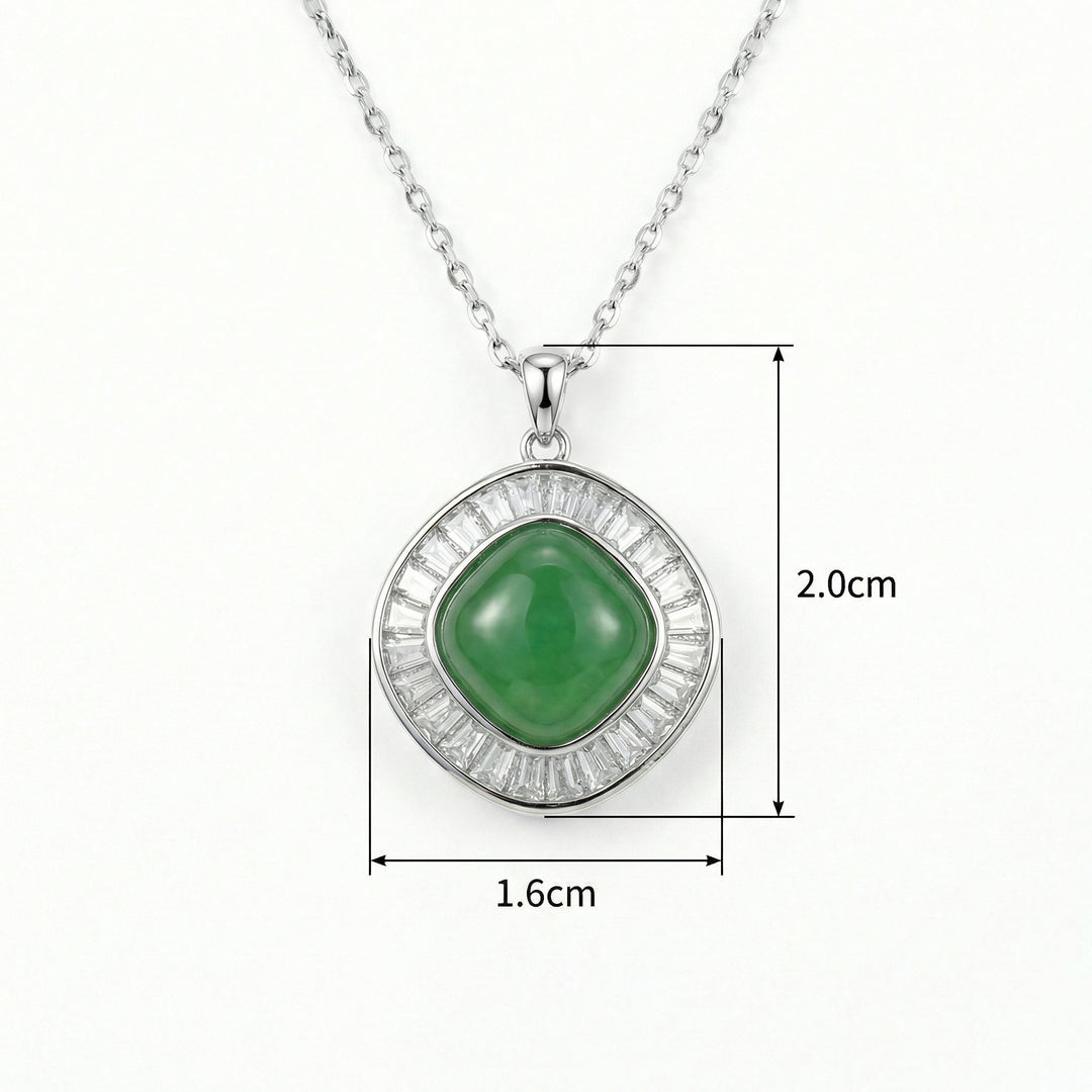 ✨ Green Jadeite Cushion Pendant Necklace