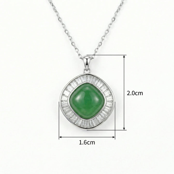 ✨ Green Jadeite Cushion Pendant Necklace