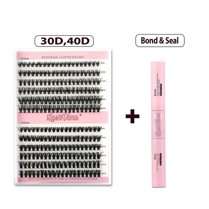 👁️✨ Segmented False Eyelashes – Thick Curl 12 Rows (30D/40D DIY Lash Kit)
