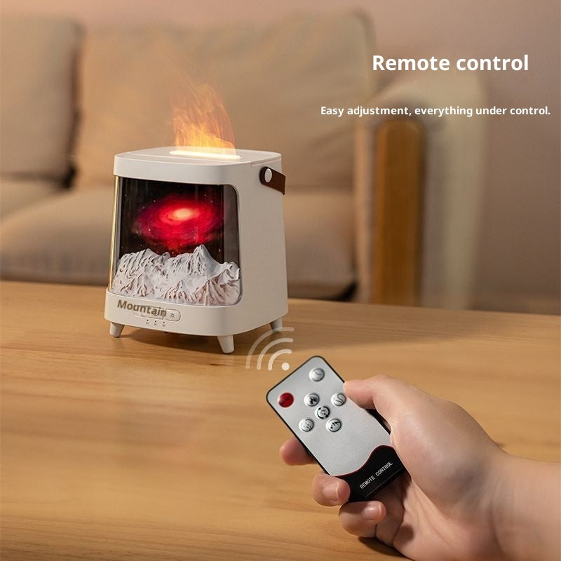 🌌🔥 3D Starry Sky Flame Aromatherapy Humidifier | Desktop Galaxy Atmosphere Mist Diffuser
