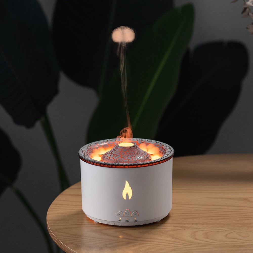 🌋🔥 Creative Volcano Aromatherapy Humidifier | Flame & Smoke Ring Mist Diffuser