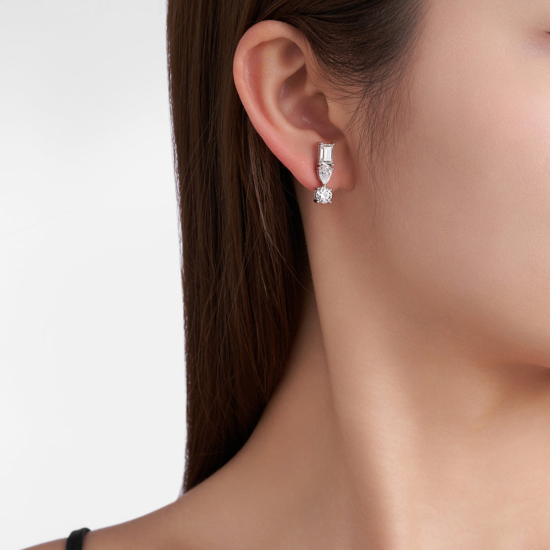 Luxury Minimalist Moissanite Earrings – Platinum-Plated S925 Silver