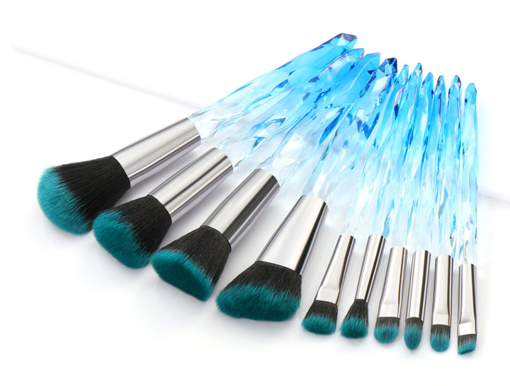 💎 10-Piece Crystal Diamond Makeup Brush Set – Foundation & Face Blending Brushes ✨