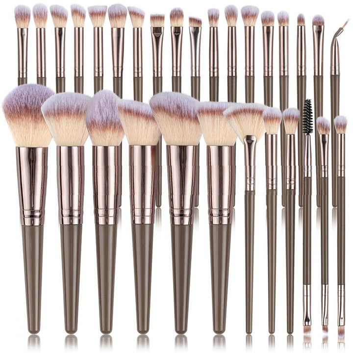 ☕ 30-Piece Coffee Color Makeup Brush Set – Fiber Wool & Plastic Handle Professional Beauty Kit 💄✨et