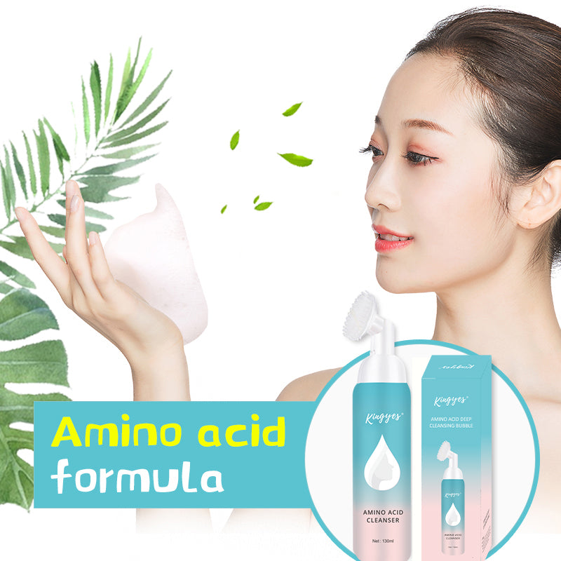 🧼💗 Amino Acid Foaming Facial Cleanser with Silicone Brush | Gentle Deep Clean for All Skin Types