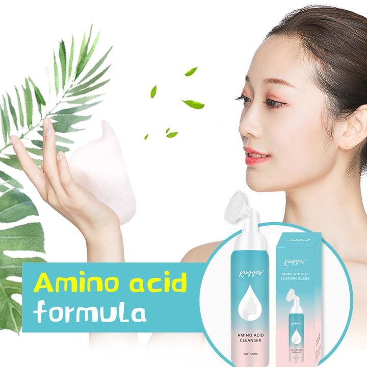 🧼💗 Amino Acid Foaming Facial Cleanser with Silicone Brush | Gentle Deep Clean for All Skin Types