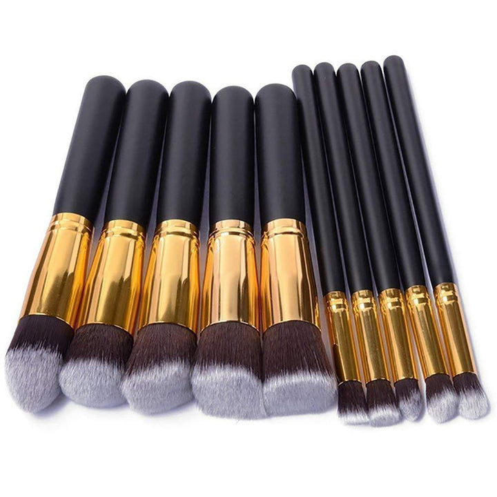 ✨ 10-Piece Wooden Handle Makeup Brush Set — Portable Beauty Tools 💄