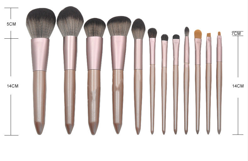 ✨ Grape Brown Fiber Hair 12-Piece Makeup Brush Set — Loose Powder Beauty Tools 💄🤎