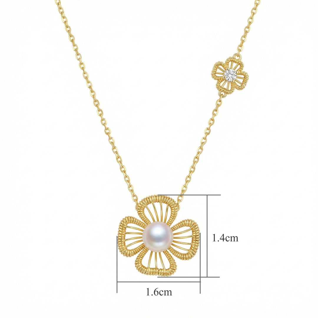 ✨ 925 Sterling Silver Pearl Floral Necklace