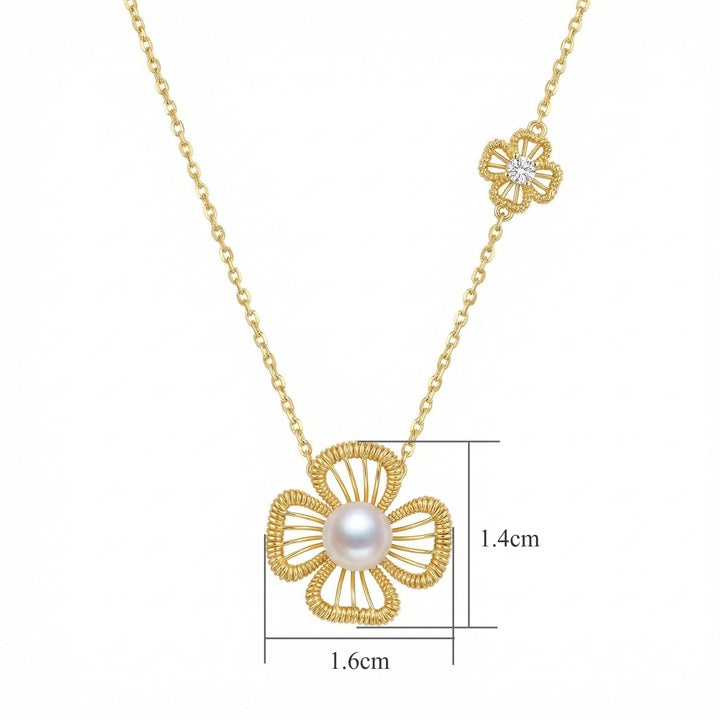 ✨ 925 Sterling Silver Pearl Floral Necklace