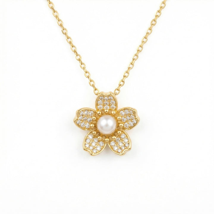 ✨ Floral Pearl Pendant Necklace