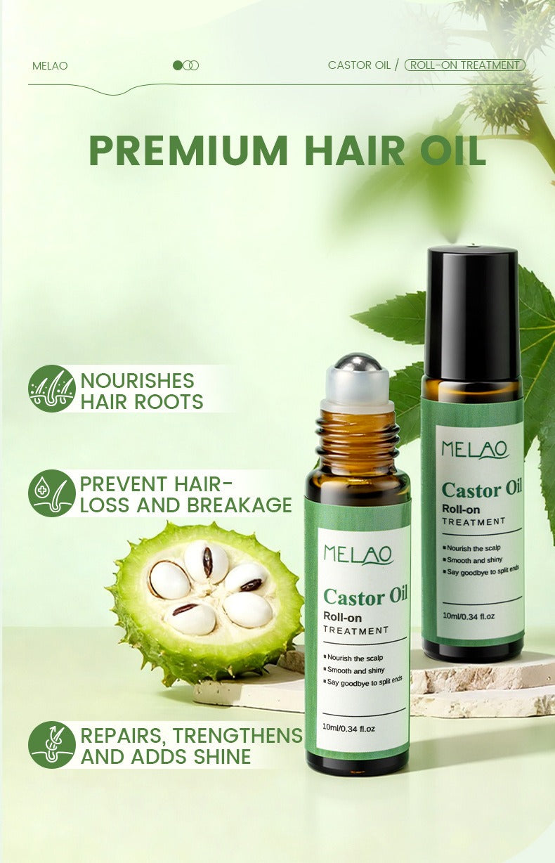 ✨ Castor Oil Roll-On Essential Oil — 10ml Scalp & Hair Care Serum 🌿💆‍♀️