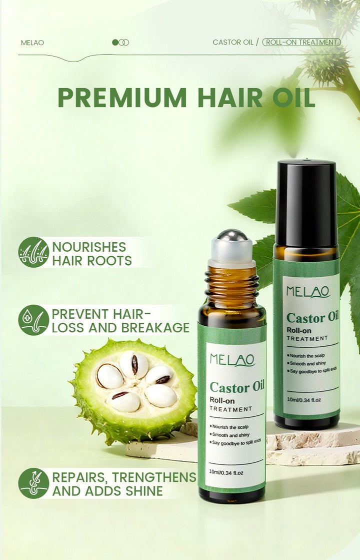 ✨ Castor Oil Roll-On Essential Oil — 10ml Scalp & Hair Care Serum 🌿💆‍♀️