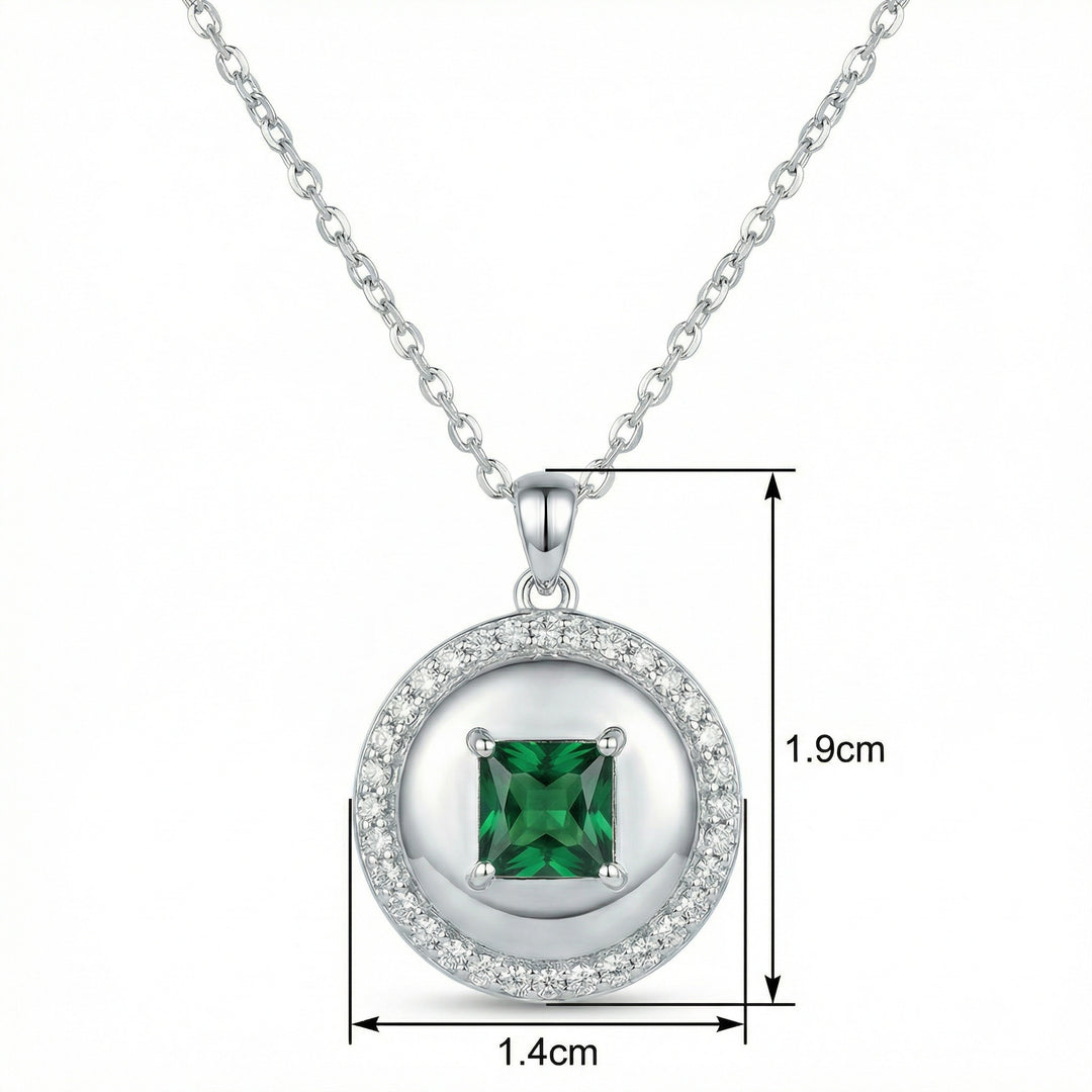 💚 Emerald Square Halo Necklace