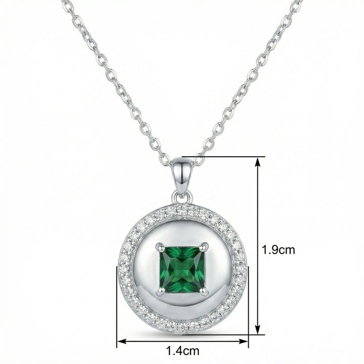 💚 Emerald Square Halo Necklace