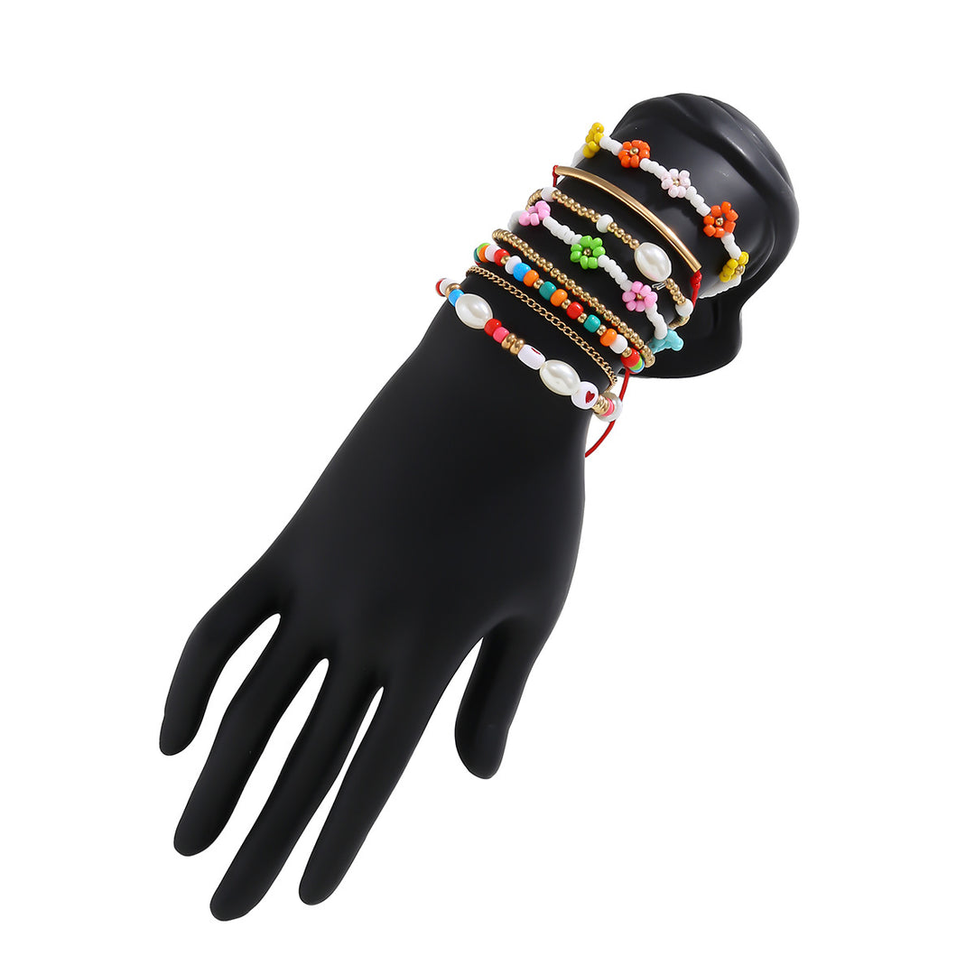 Color Contrast Handmade Flower Rice Bead Bracelet – Playful & Feminine