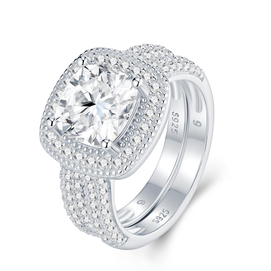 💍 Ladies’ Pillow-Shaped Moissanite Ring – Platinum-Plated S925 Silver (5.8g, Sizes 5–9) 💍