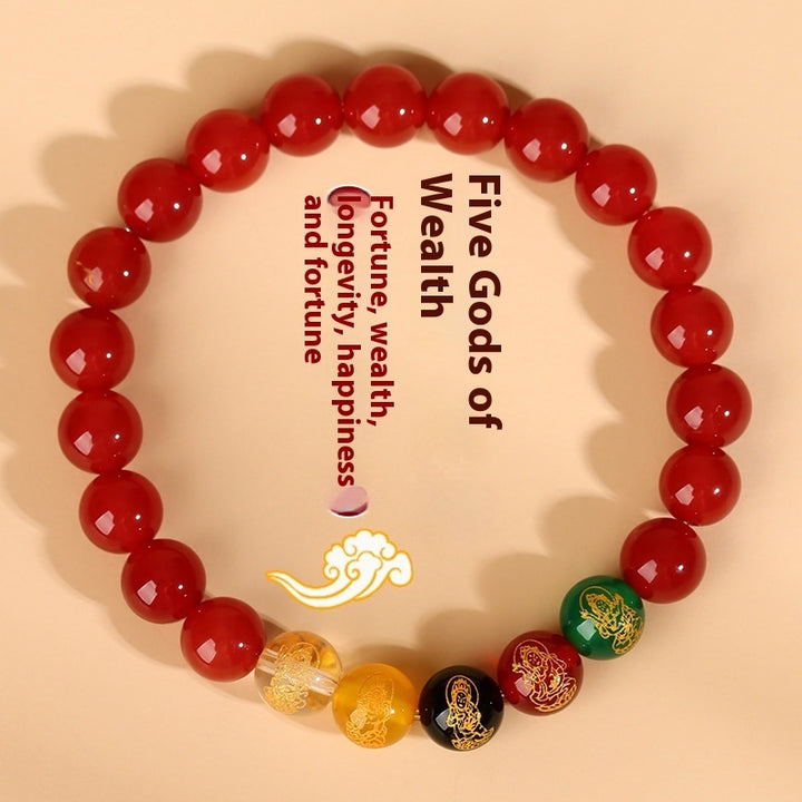 Natural Agate Five Elements Five Blessings Bracelet