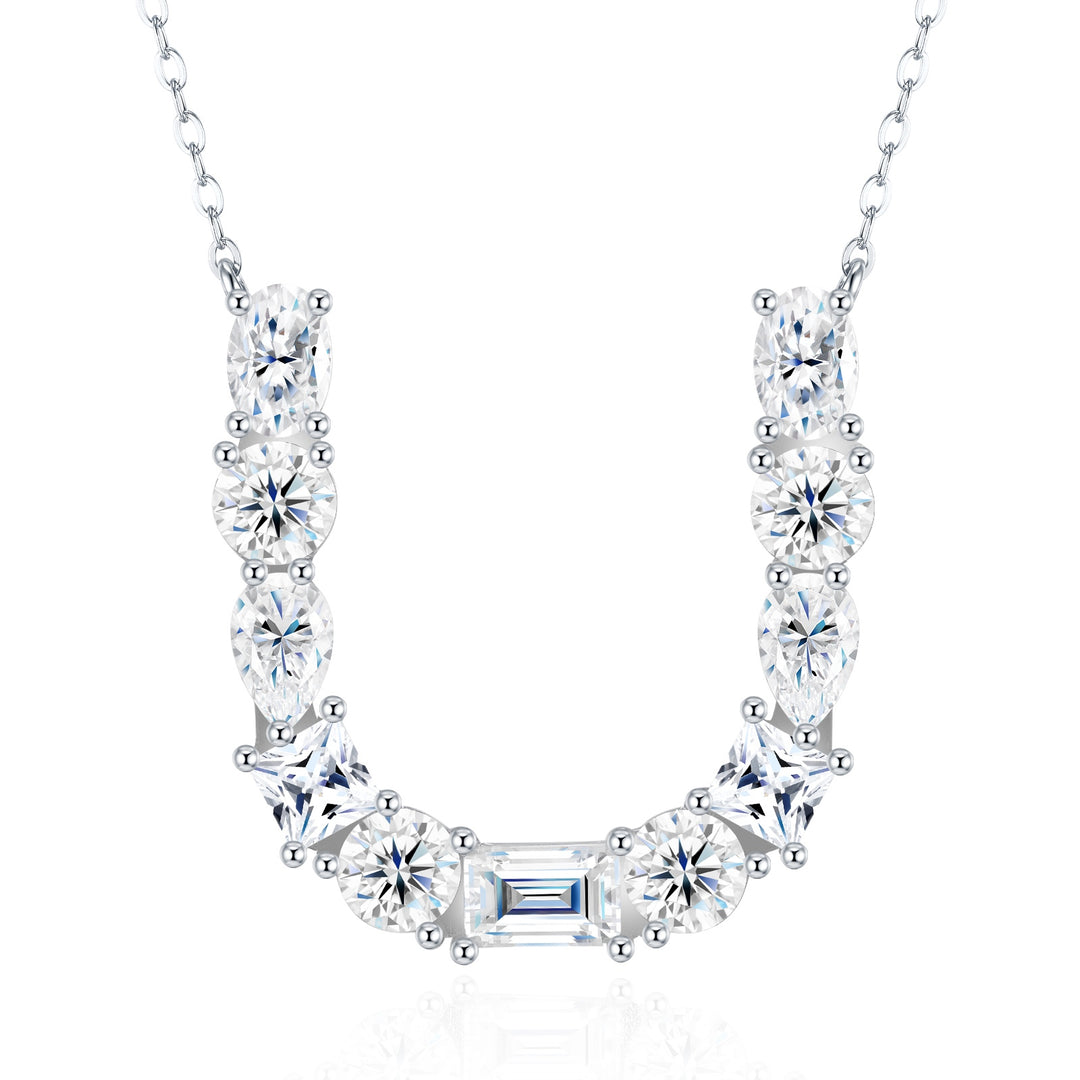 💎 Luxury Letter U Pendant Necklace – Platinum & Gold-Plated S925 Silver with Moissanite 💎
