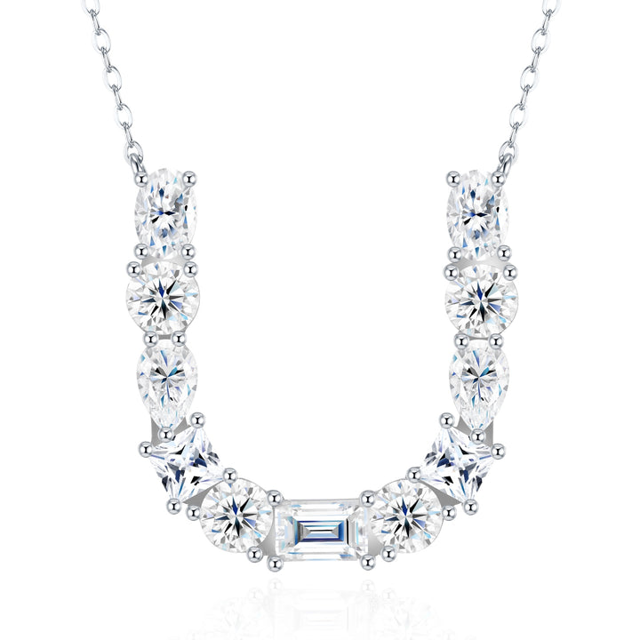 💎 Luxury Letter U Pendant Necklace – Platinum & Gold-Plated S925 Silver with Moissanite 💎