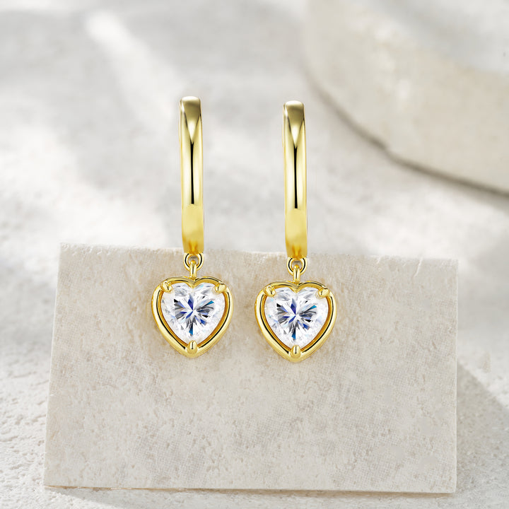 Heart-Shaped Morganite Stud Earrings – Gold-Plated S925 Silver
