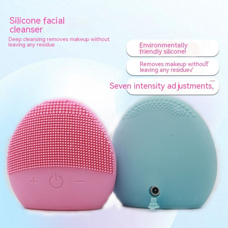 🧼💗 Rechargeable Electric Facial Brush | Silicone Gel Ultrasonic Cleansing System