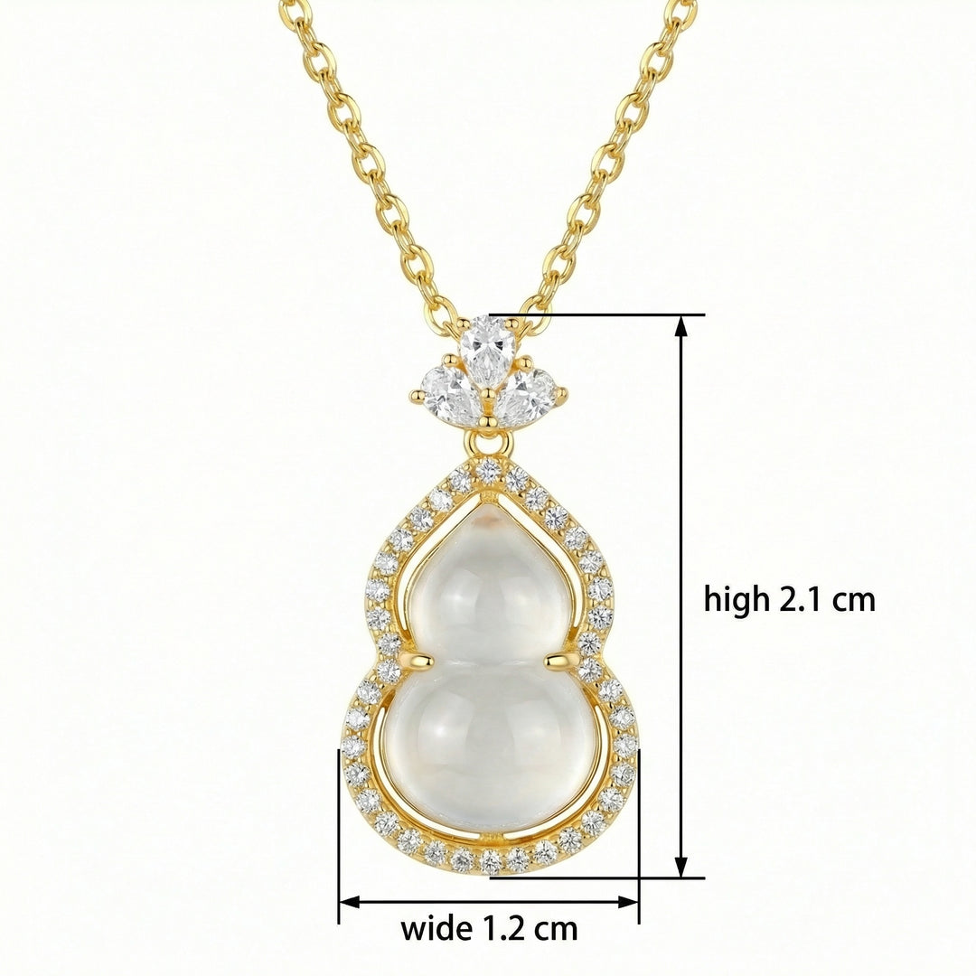 ✨ 925 Sterling Silver Elegant Wulu Pendant Necklace with Translucent White Gemstone & Shimmering Accents ✨