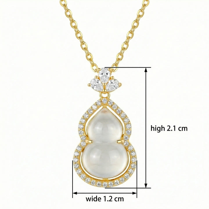 ✨ 925 Sterling Silver Elegant Wulu Pendant Necklace with Translucent White Gemstone & Shimmering Accents ✨