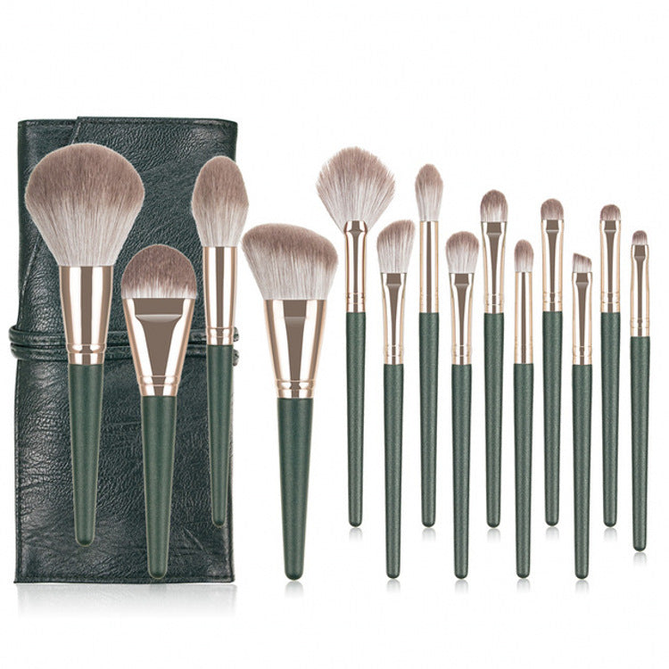 ☁️✨ 14-Piece Green Cloud Makeup Brush Set — Super Soft Collection 💄