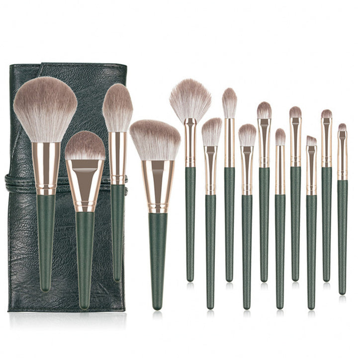 ☁️✨ 14-Piece Green Cloud Makeup Brush Set — Super Soft Collection 💄