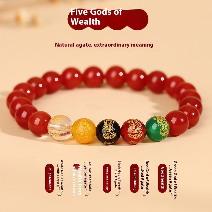Natural Agate Five Elements Five Blessings Bracelet