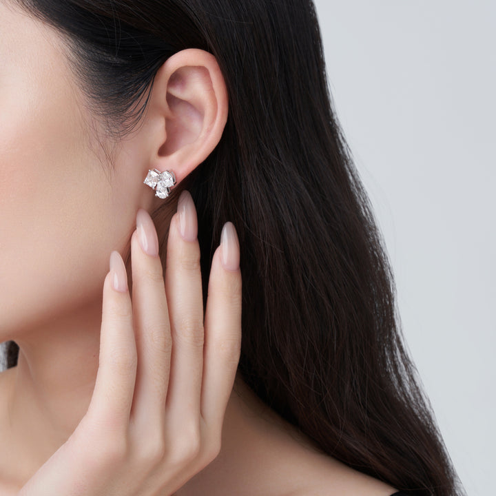 Luxury Minimalist Moissanite Stud Earrings – Platinum-Plated S925 Silver