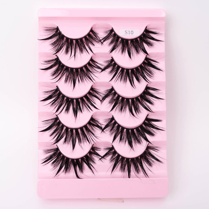 👁️✨ Natural 3D Dramatic Fairy Clusters Manga Lashes – 5 Pairs Wispy False Eyelashes (10–15MM)