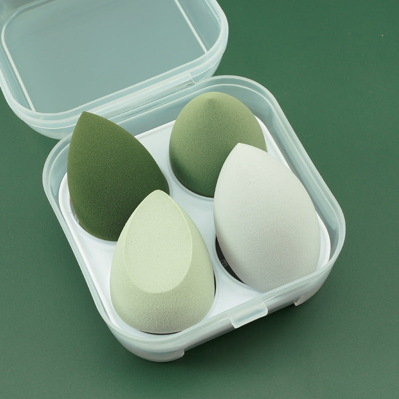 🥚💄 Beauty Egg No Powder Wet & Dry Makeup Sponge Set – Soft Non-Latex Puff with Storage Box (4PCS)