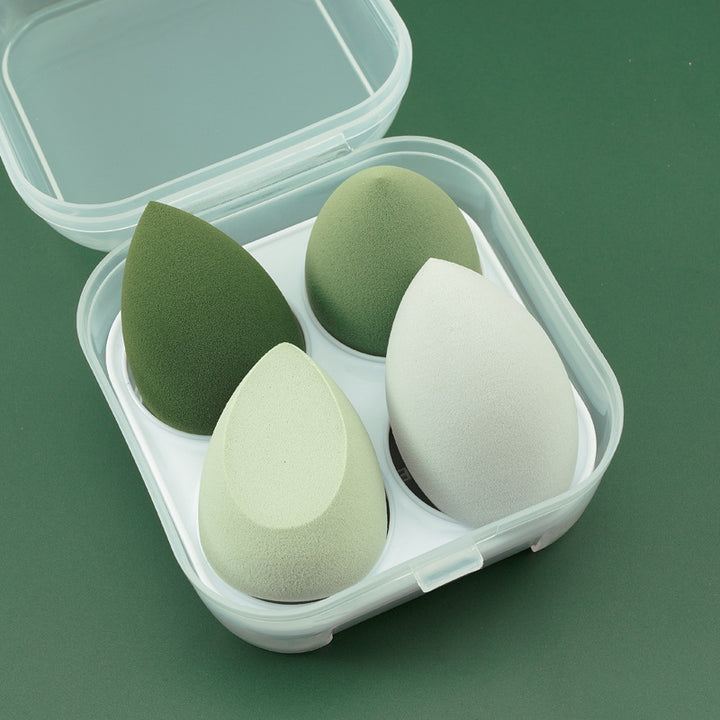 🥚💄 Beauty Egg No Powder Wet & Dry Makeup Sponge Set – Soft Non-Latex Puff with Storage Box (4PCS)