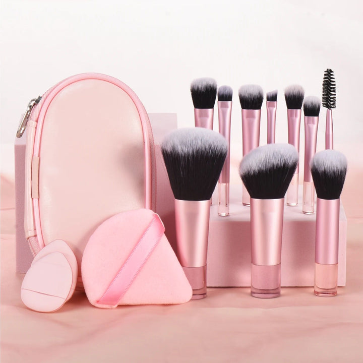 ✨ Mini Makeup Brush Set with Storage Bag — Soft Travel Beauty Kit 💄