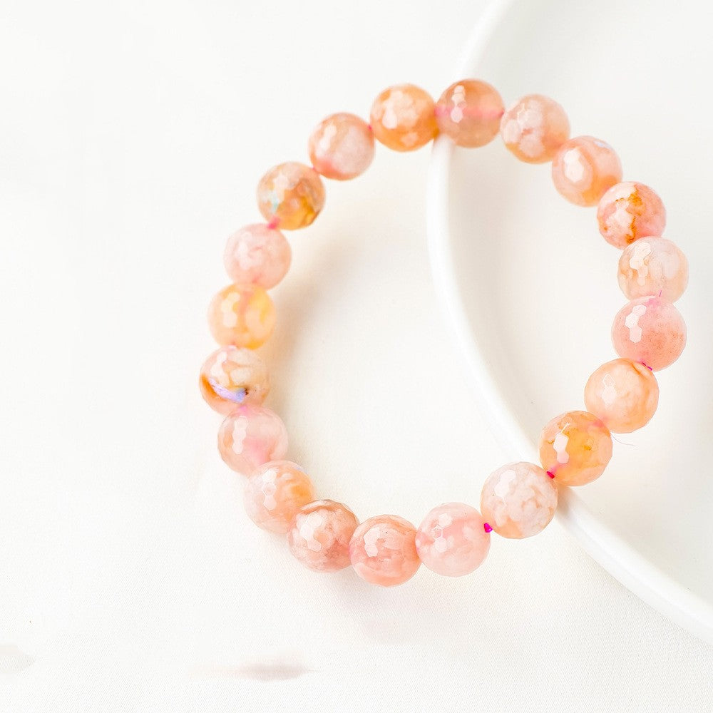 Natural Crystal Red Cherry Blossom Agate DIY Bracelet – Vibrant & Handmade