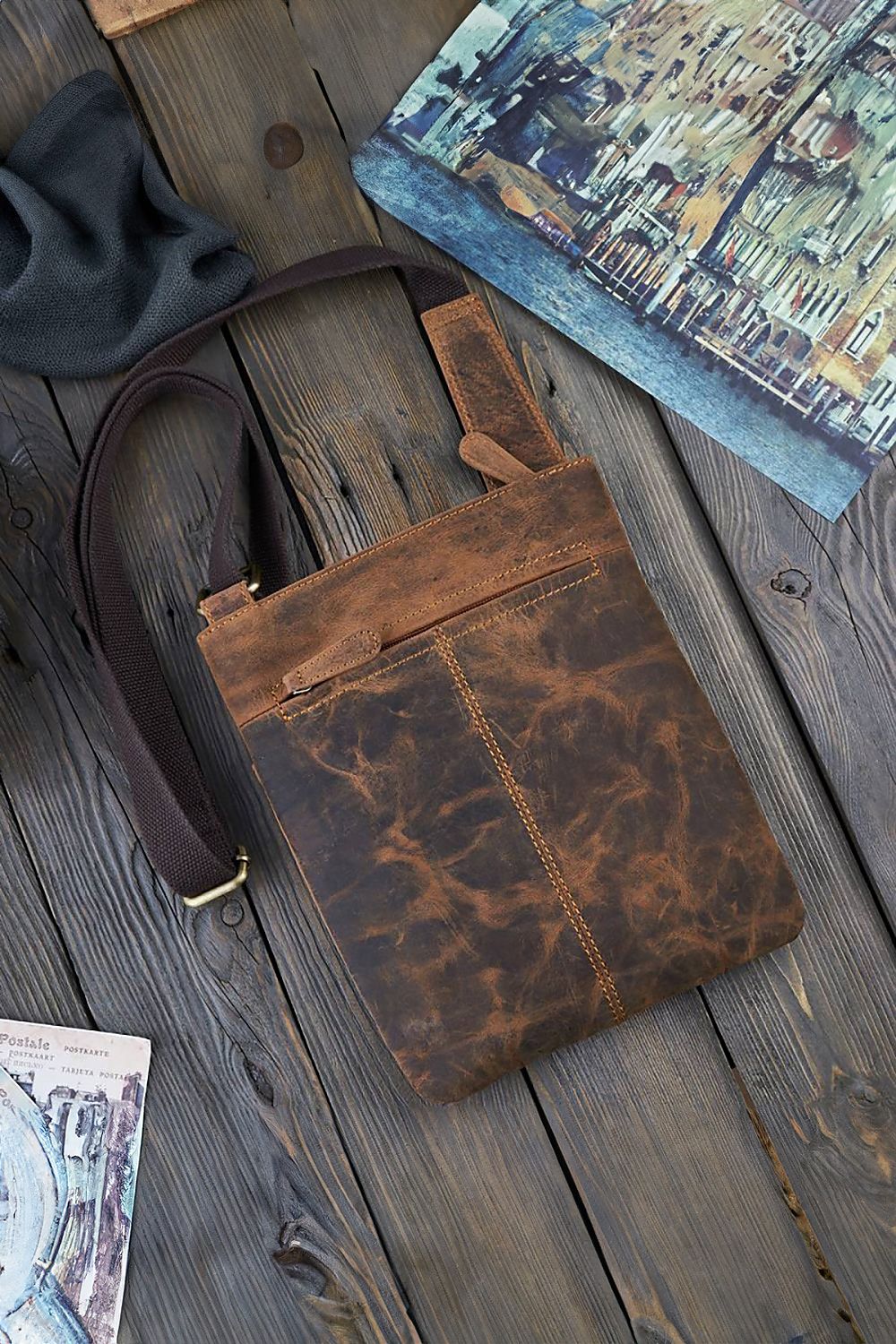 Natural leather bag Galanter