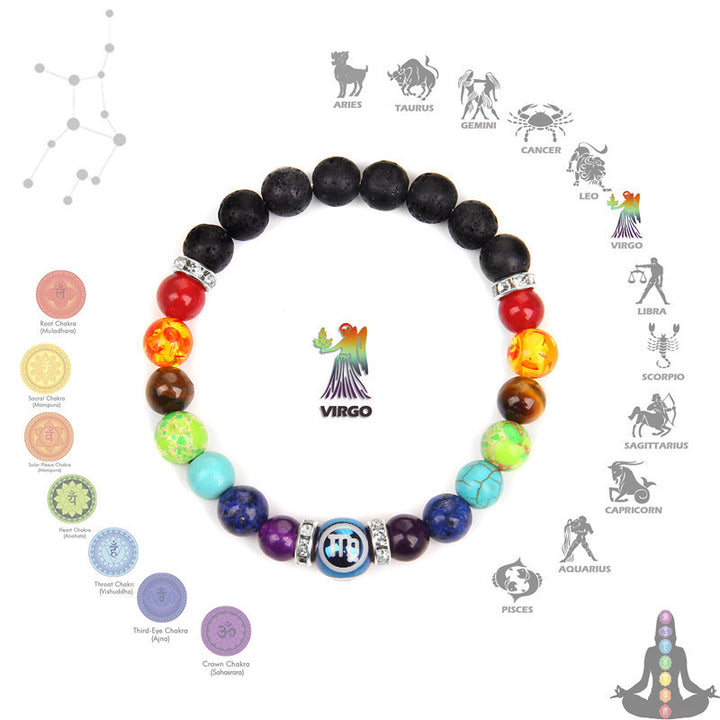 Seven Chakra Meditation Bracelet – Zodiac Constellation Unisex Crystal Jewelry