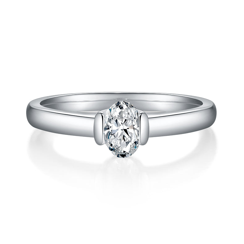 💍 Egg-Shaped Moissanite Ring – Platinum-Plated S925 Silver (4×6 mm, 2g, Sizes 5–9) 💍