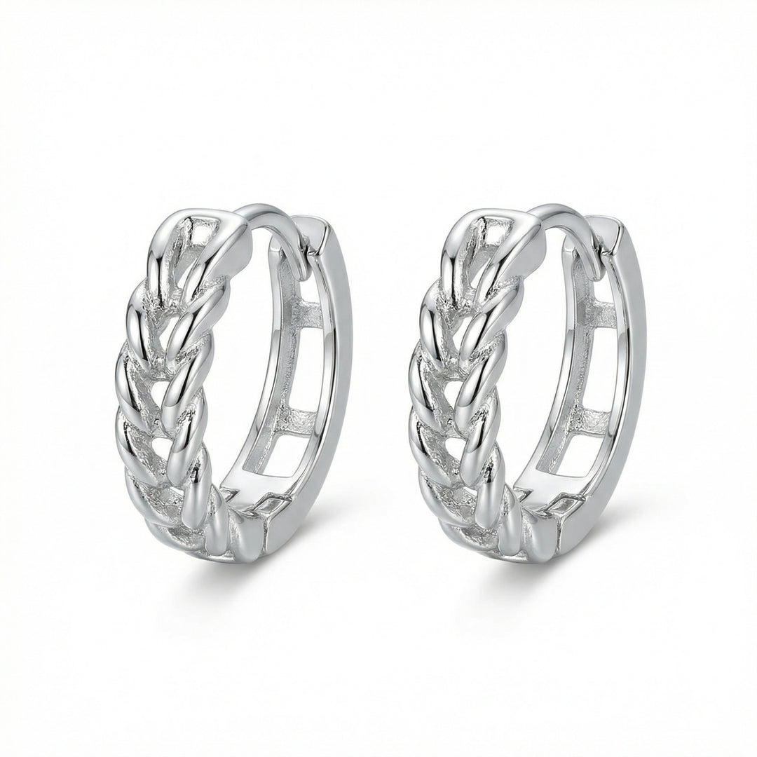 ✨ 925 Sterling Silver Braided Huggie Hoop Earrings for Women ✨