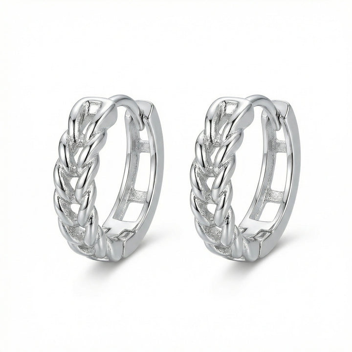 ✨ 925 Sterling Silver Braided Huggie Hoop Earrings for Women ✨