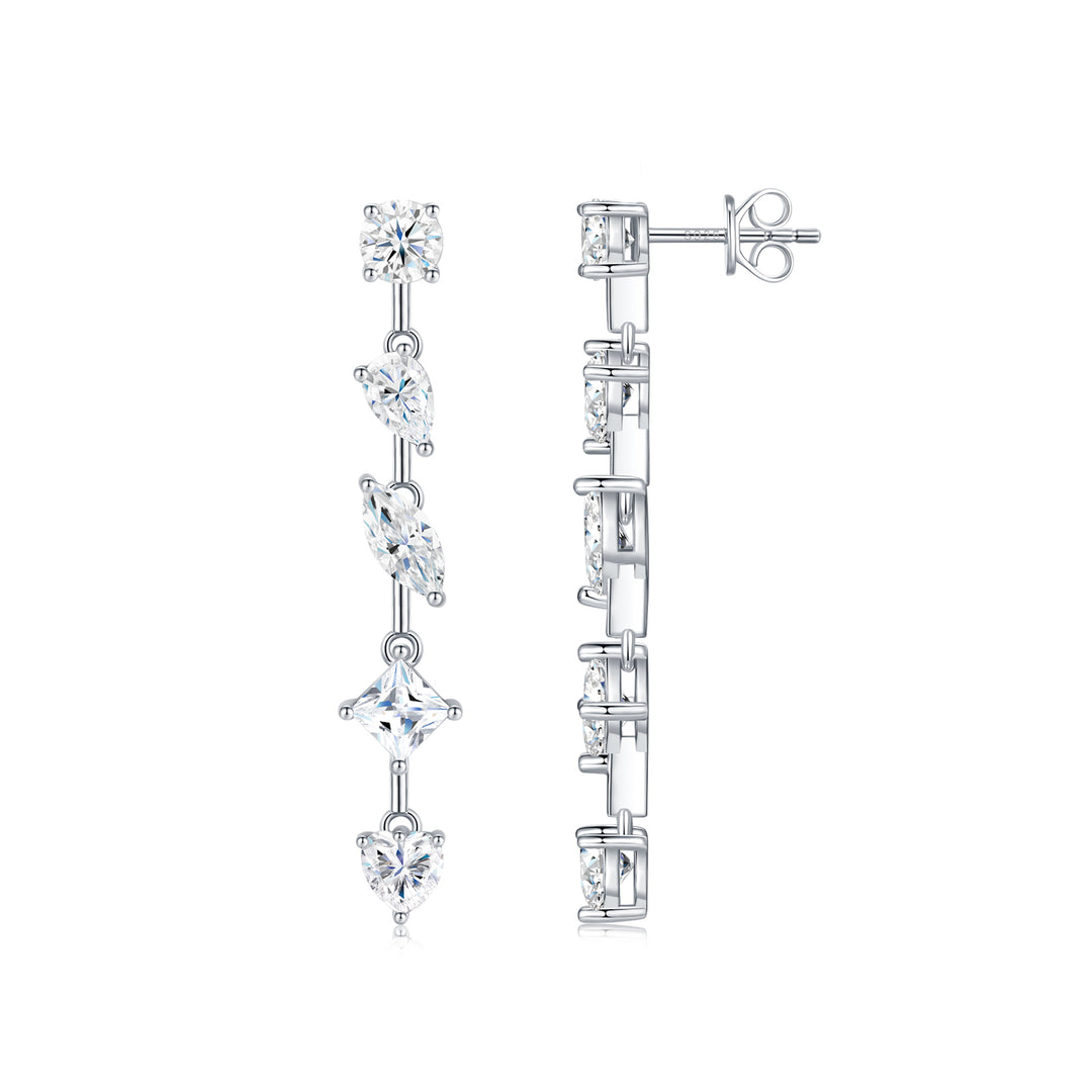 Luxury Minimalist Moissanite Earrings – Platinum-Plated S925 Silver
