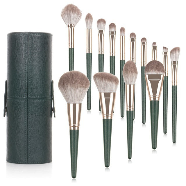 ☁️✨ 14-Piece Green Cloud Makeup Brush Set — Super Soft Collection 💄