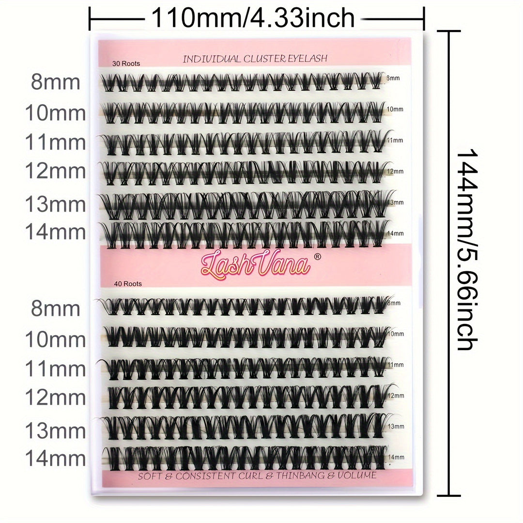 👁️✨ Segmented False Eyelashes – Thick Curl 12 Rows (30D/40D DIY Lash Kit)