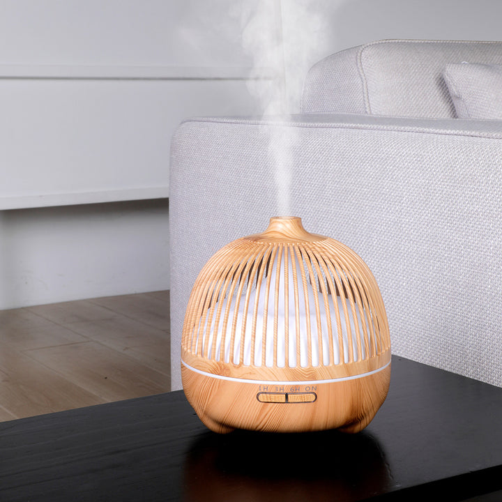 🐦🏺 Birdcage Aromatherapy Humidifier | Hollow Wood Grain Ultrasonic Diffuser 🌿✨
