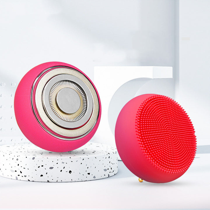 💖🌀 Electric Silicone Cleansing Face Brush | Hot Compress Vibration Skincare Device