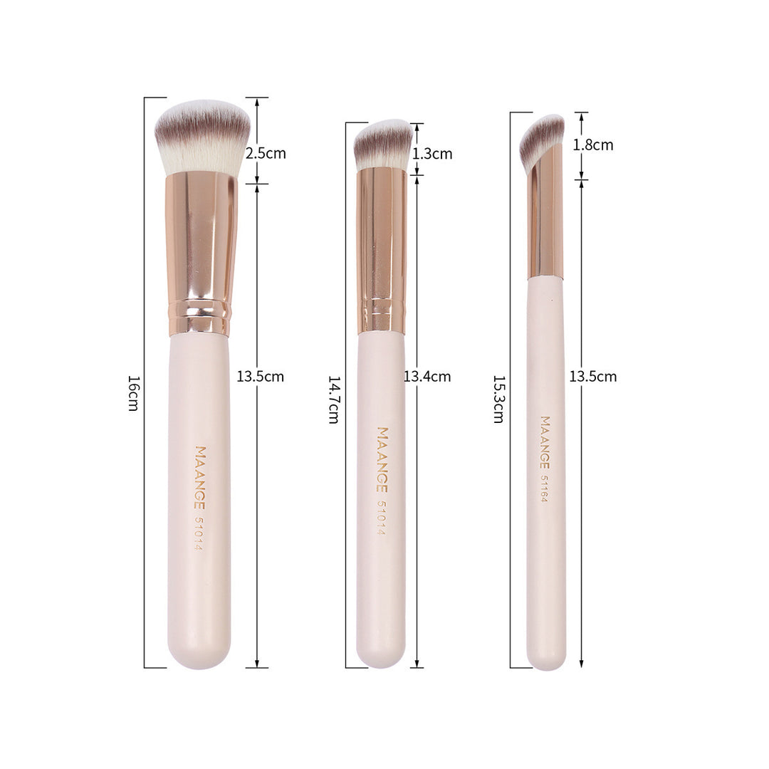 🖌️ Triangle Powder Puff & Makeup Brush Set – 3PCS Wooden Handle Beauty Tools 💄✨